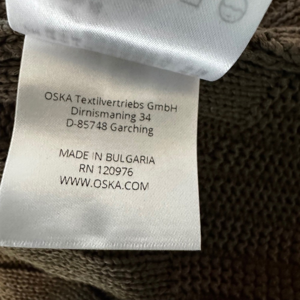 Oska Women Sz 3 10/12 Olive Green Cotton Knit Sleeveless Sweater Boxy Lagenlook - Picture 5 of 8